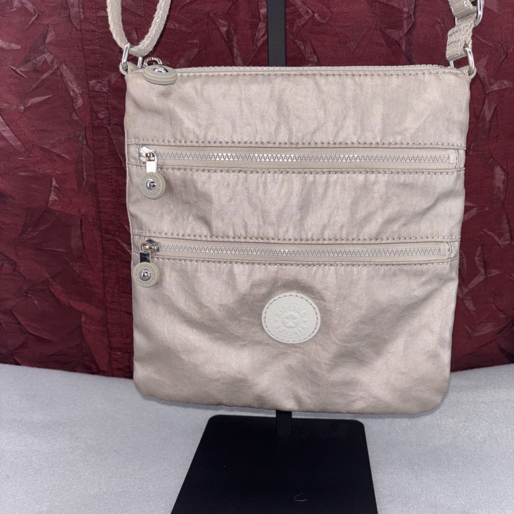 Kipling Keiko Vintage Crossbody Bag Starry Gold Metallic Small‎ Mini 3 Zip EUC